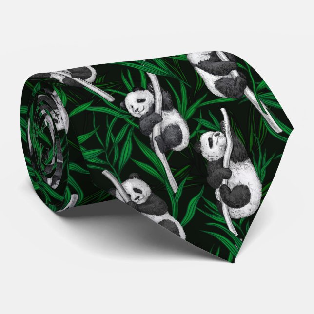 Gravata Cubos de panda em verde escuro (Rolled)