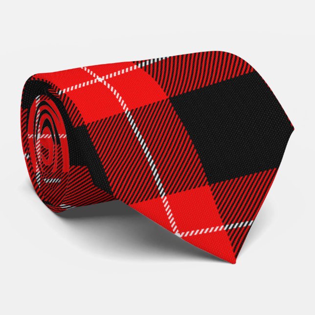 Gravata Cunningham Tartan Red Xadrez Negra (Rolled)