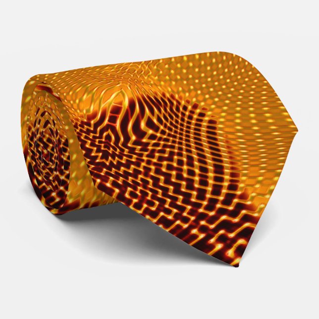 Gravata Curva laranja e pontos de ourados sobre marrom (Rolled)