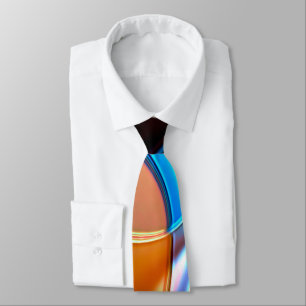 Gravata Curvas torcidas em laranja azul e acrílico, com al