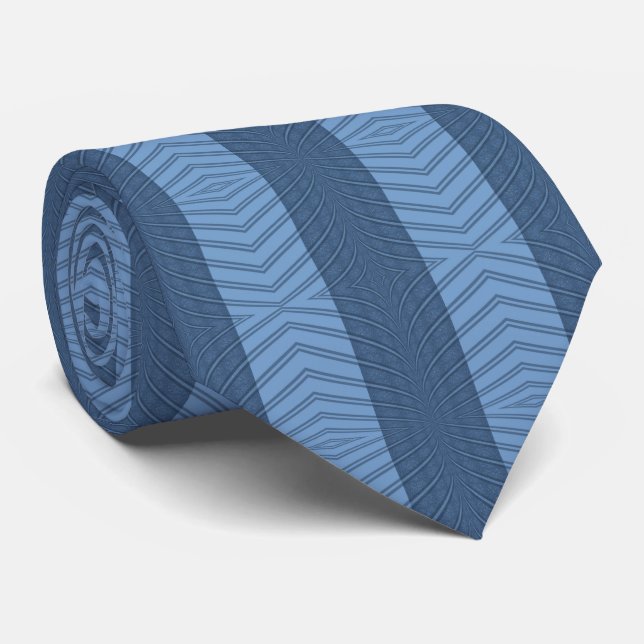 Gravata Curvy Trendy Blues Abstract Repeating Pattern  (Rolled)