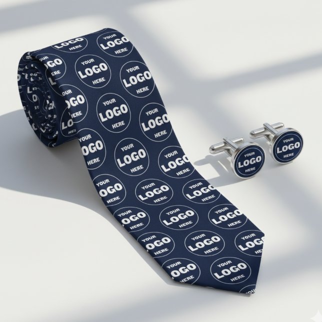 Gravata Custom Logo Navy Blue Tie - Professional Branded  (Custom Logo Navy Blue Tie - Professional Branded Neck Tie)
