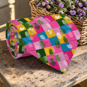 Gravata Customizada com Padrão de Patchwork Colori