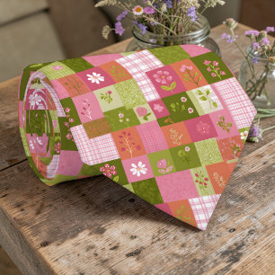 Gravata Customizada com Padrão de Patchwork Colori