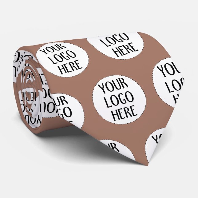 Gravata Customize Your Mocha Brown company logo pattern (Rolled)