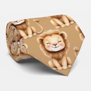 Gravata Cute Funny Smiling Lion Brown Neck