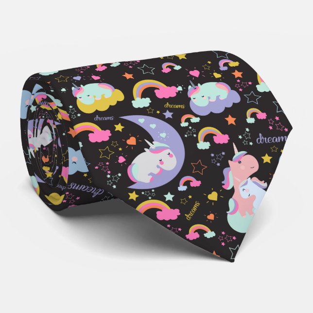 Gravata Cute magical dreams unicorn pattern (Rolled)