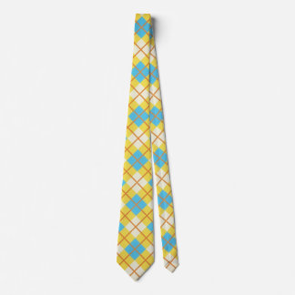 Gravata Cute padrão xadrez amarelo e azul ensolarado