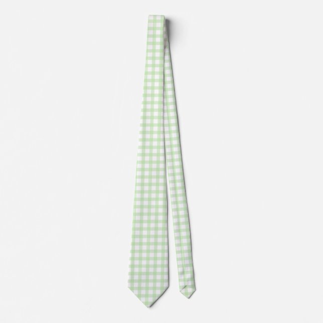 Gravata Cute Retro Green Gingham Plaid pattern (Frente)