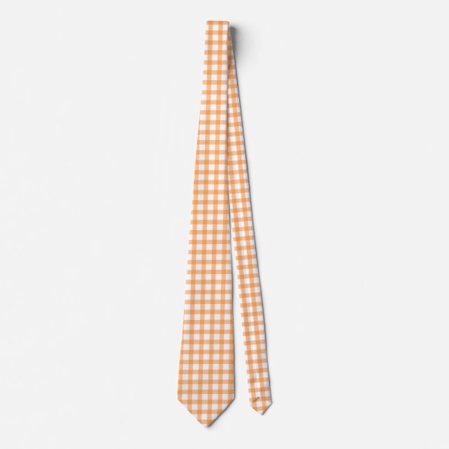 Gravata Cute Retro Orange Gingham Plaid pattern (Frente)