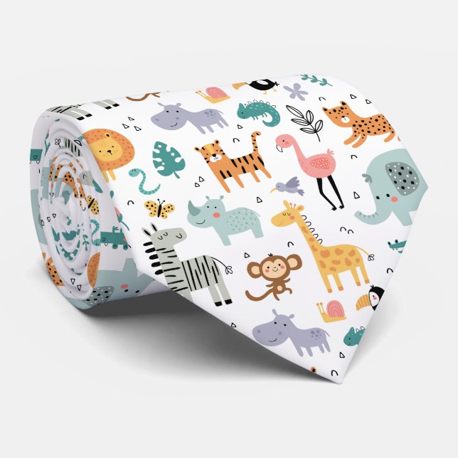 Gravata Cute Safari Jungle Animals Personalized Baby Name (Rolled)