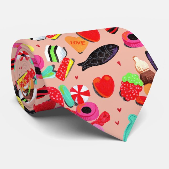 Gravata Cute valentines você é tão doce rosa doce & coraçã (Rolled)