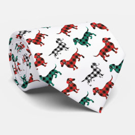 Gravata Dachshakes em Red Flannel Xadrez no Natal