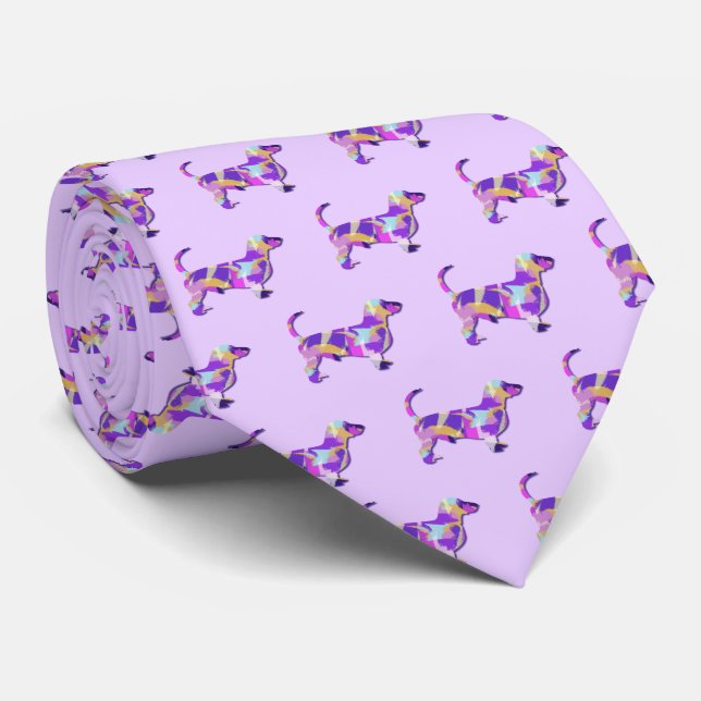 Gravata Dachshund Daxie Dog Silhouette Purple Lt Neck (Rolled)