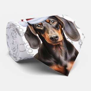Gravata Dachshund de Pelo Liso Woof Natal Amante de Cães