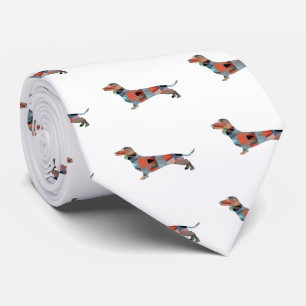 Gravata Dachshund Geométrico Pattern Silhouette