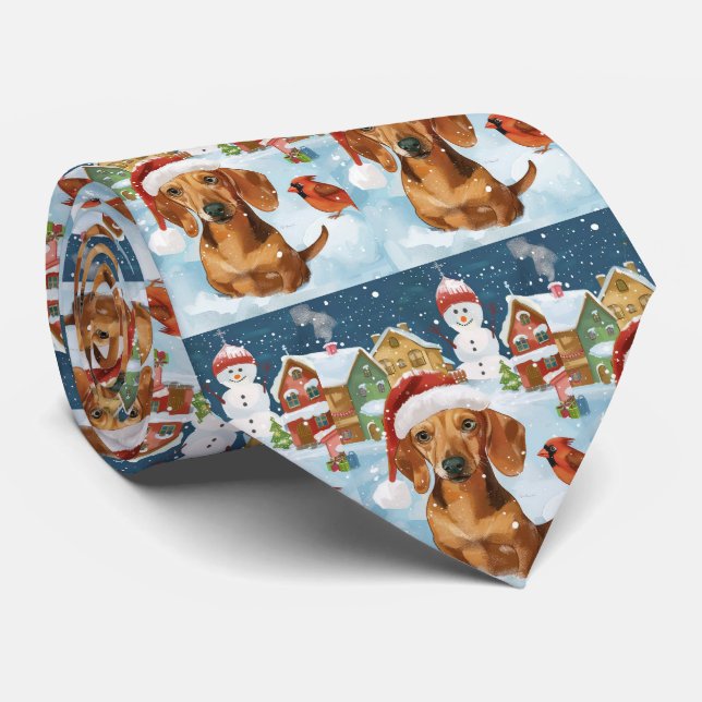 Gravata Dachshund Winter Wonderland Natal Joy (Rolled)