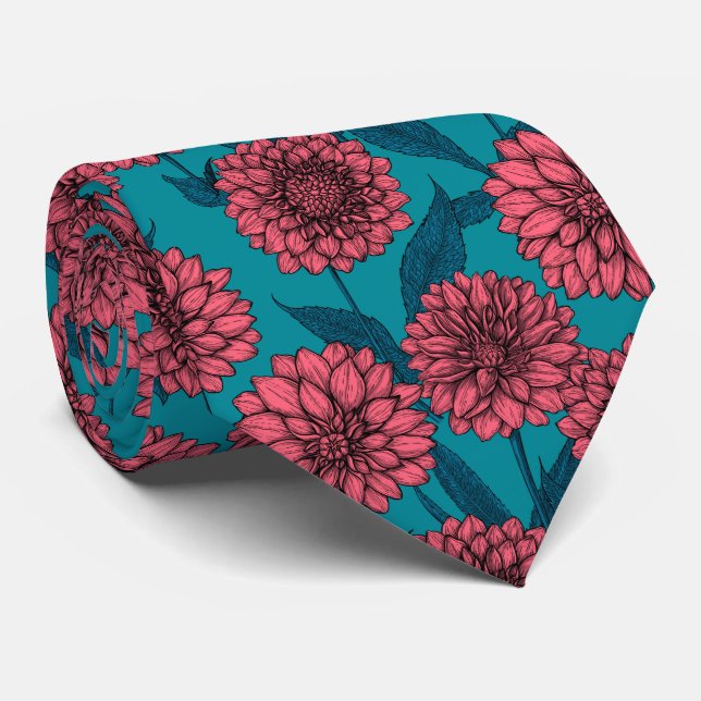 Gravata Dahlias Neck Tie (Rolled)