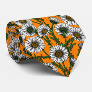 Gravata Daisies on orange neck tie
