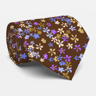 Gravata Daisy Dot Floral Brown, de dois lados, impresso
