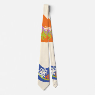 Gravata Daisy Groove Blue, Orange, Purple, Green & Cream