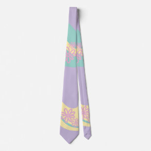 Gravata Daisy Groove Pastel Rosa, Amarelo, Roxo e Verde