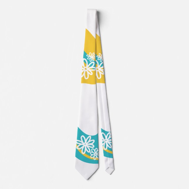 Gravata Daisy Groove - Turquesa e amarelo (Frente)