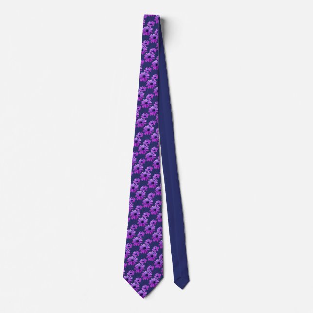 Gravata Daisy Tie Linda Azul Flores Selvagens Necktie (Frente)
