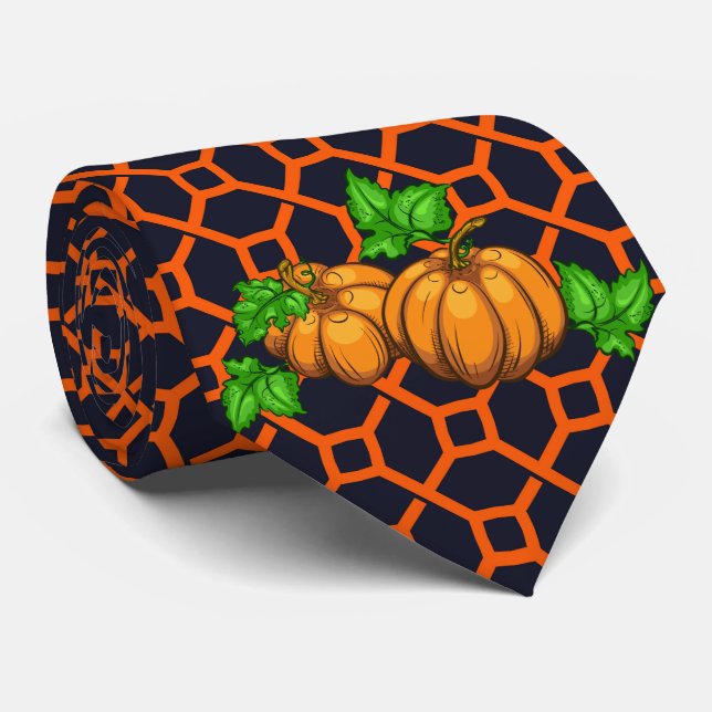 Gravata Dale Ação de Graças Pumpkin Laranja e Escuro (Rolled)