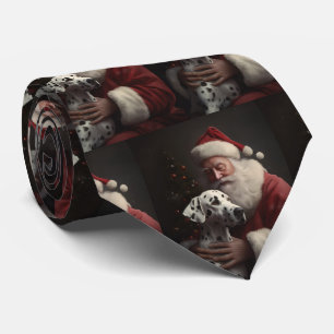 Gravata Dálmata Com Papai Noel Natal Festivo