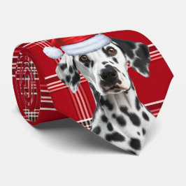 Gravata Dalmatian Santa Dog Red Holiday Plaid Christmas