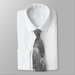 Gravata Damáscara de Flor Jacobão, Cinza / Cinza e Branc