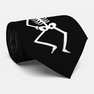Gravata Dança de Ossos do Esqueleto Branco Negro