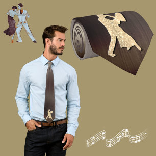 Gravata Dançarinos Dourados Silhouettes ( faux glitter )