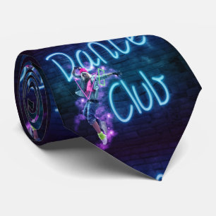 Gravata Dance Club Com Dançarino E Neon Sinal Necktie