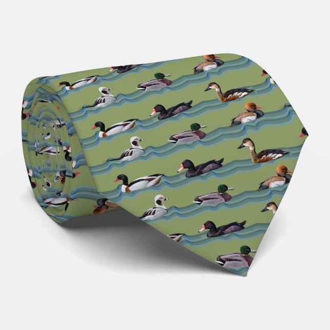 Gravata Dandy Ducks Tie Double Side Impressão (Verde Claro (Rolled)
