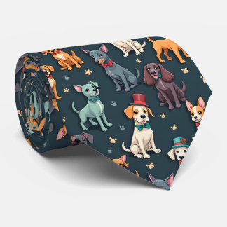 Gravata Dapper Dogs in Bow Ties and Top Hats Pattern 