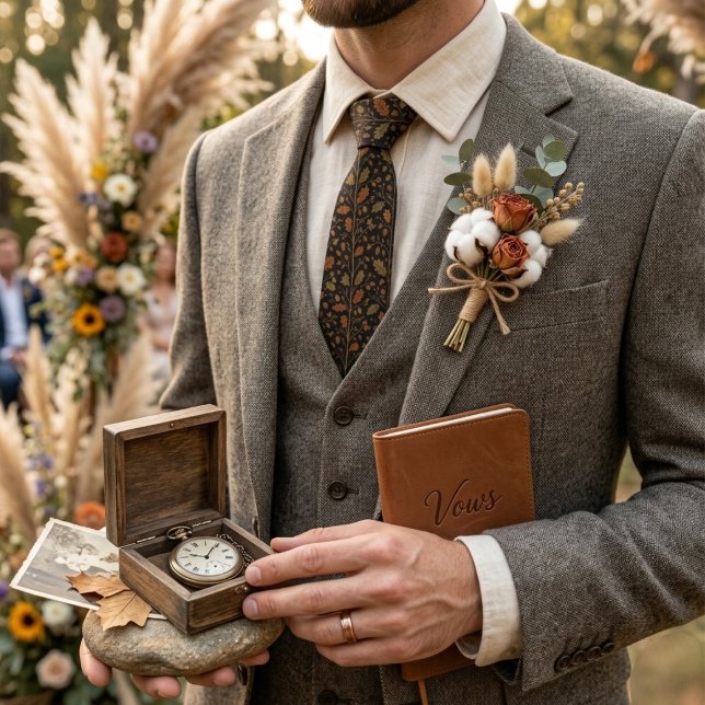 Gravata Dark Brown Oak Leaf Damask (Criador carregado)