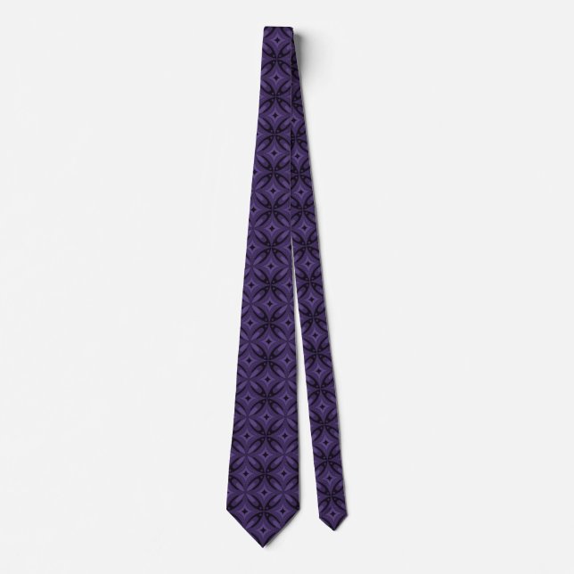 Gravata Dark Purple Colored Retro Pattern (Frente)
