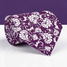 Gravata Dark Purple Floral Pattern Custom Necktie