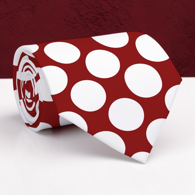 Gravata Dark Red Jumbo Polka Dots Custom Necktie (Criador carregado)