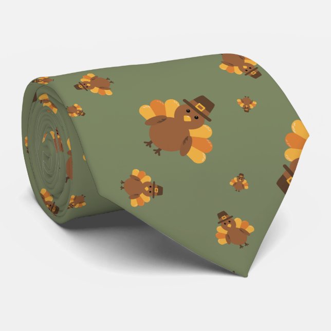 Gravata de Ação de Graças Outono Verde (Rolled)