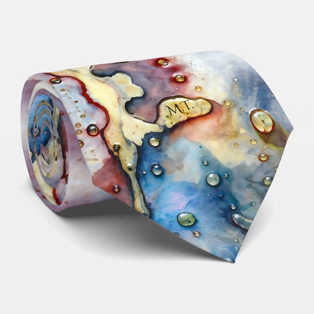 Gravata de aguarela abstrata em estilo artístico m (Rolled)