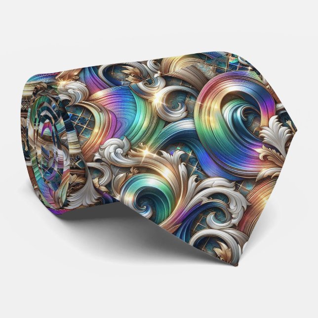 Gravata de Amantes de Praia | Padrão de Ondas Oceâ (Rolled)