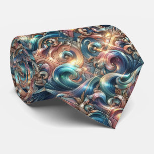Gravata de Amantes de Praia Padrão de Ondas Oceâ