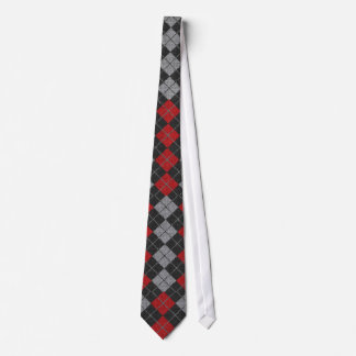 Gravata de Argyle em preto, em vermelho, e cinzas
