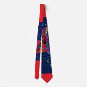 Gravata de arte floral colorida masculina