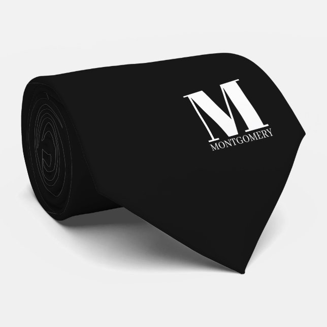 Gravata de Cama de Casamento Monograma + Nome (Rolled)
