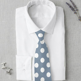 Gravata de casamento azul empoeirado e bolinhas br