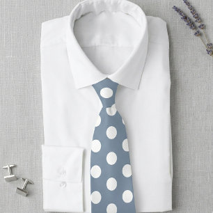 Gravata de casamento azul empoeirado e bolinhas br